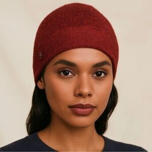 Barefoot Dreams Cozy Chic Lite Confetti Beanie Hat Crimson Rosewood Soft